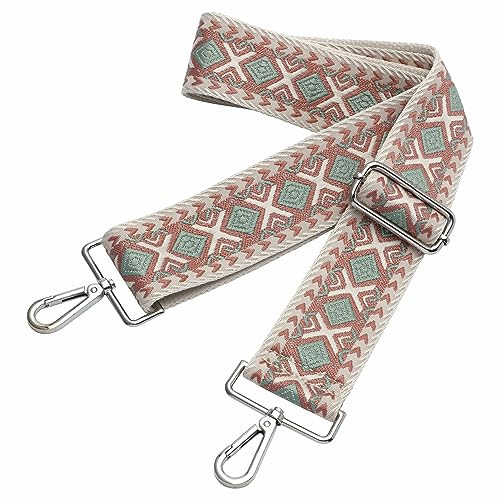 Nefelibata Correa de Hombro Ancha, Correa de Repuesto Ajustable de 2 Pulgadas, Bolsa Cruzada de Lona multipatrón, Cinturones para Bolso Unisex, Bolsas Cruzadas, Bolsas de Hombro, Bordado Oliva