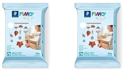 STAEDTLER lufttrocknende Modelliermasse FIMO air light, extra leicht, weiß, sofort gebrauchsfähig, kein Brennvorgang notwendig, 350g, angenehme Haptik, klebt nicht, 8130-0 (Packung mit 2)