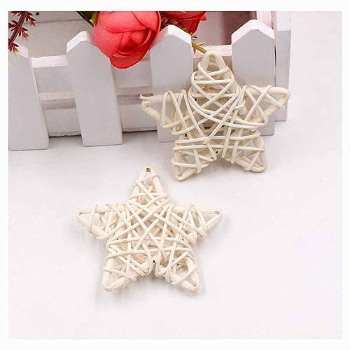 SHTGOI 12 Stücke Rattan Stern 9cm Natürliche Rattankugeln Rattan Bälle Pentagramm Gewebt Anhänger Stern scharfe Weidenkugeln Dekoration für Hochzeit Tisch Weihnachtsbaum Home Garten Weiß