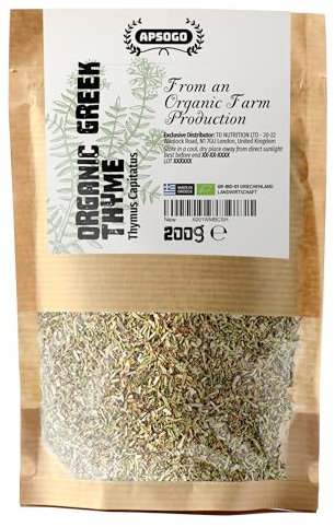 Apsogo Thyme - Dried Organic Thyme from Greece - Premium Quality & Exceptional Taste, Perfect as a Spice or Tea (200g)