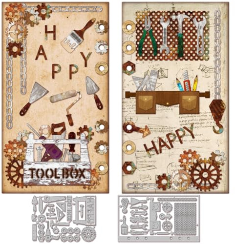 GLOBLELAND Toolbox Page Metall Stanzformen, Werkzeugkasten Und Werkzeuge, Reparaturwerkzeuge Für DIY Scrapbooking, Fotoalbum, Dekorative Prägung, Papierkarte