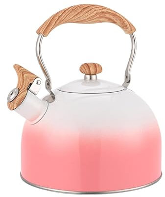 Generic Whistling Kettle Universal with Spout Cover, Hot Water Tea Pot Stovetop Kettle, Pink