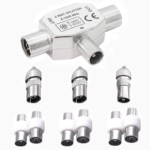 10 Pcs Tv Aerial Splitter, Cost Performance Ratio TV Aerial Splitter 2 Way, Coaxial Digital Signal Antenna Splitter,TV Atenna Connector Digital Antenna Splitter Aerial Splitter