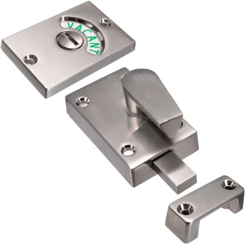 Anzeigetürschloss, Türschloss, Türschloss, WC, Duschkabinen und Badezimmer, Anzeigebolzen, 38 x 13 x 35 mm, Sichtschutz, WC-Riegel, frei, eingerastet (Farbe: Satin-Nickel, Größe: 2 Stück) (Color : Sa