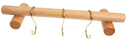 Handtuchstange1 Set Handtuchhalter aus Massivholz, Handtuchhalter aus Holz, Kleiderbügel aus Metall, Hutablage aus Metall, selbstklebender Handtuchhalter aus Holz, Handtuchhaken zur Wandmont