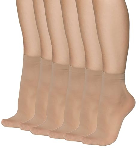 Annes styling damstrumpor ovanför ankelstrumpor – 40 DEN ogenomskinlig mikrofiber, matt finish, bekväm topp, en storlek passar alla, klassiska vardagliga kontorsstrumpor för damer Cloe 40, 6-pack