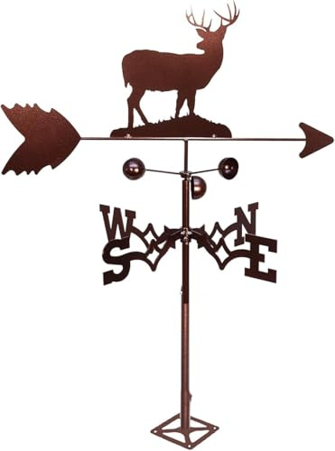 TIECHUINIUB Metall-Wetterfahne, Ornament, Wetterfahne, Bauernhof, Hirsch, Windfahne, Edelstahl, für Zuhause, Wetterfahne, Windrichtungsanzeige, Rasen, Hof, Garten, Architektur, Dachmesswerkzeuge, B