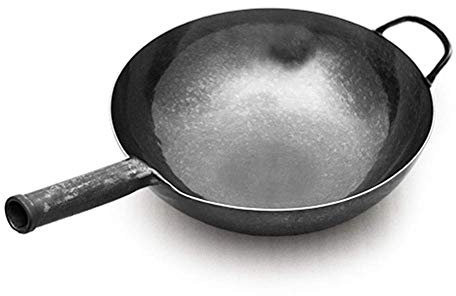 Olla para cocinar, sartén, Wok Hierro Fundido, Wok Acero al Carbono, sartén Antiadherente para saltear con Tapa, Compatible con inducción, Resistente a rayones, Apto para lavavajillas y Horno