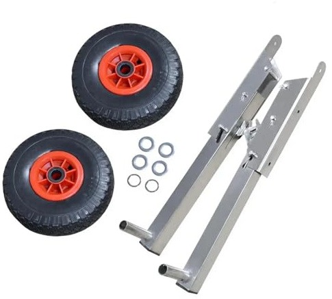 MMYUAK Schlauchboot Räder Slipräder for Boote, zusammenklappbare Außenbordmotorräder for Beiboote, verstellbare Slipräder for Kanus, zusammenklappbarer Edelstahl