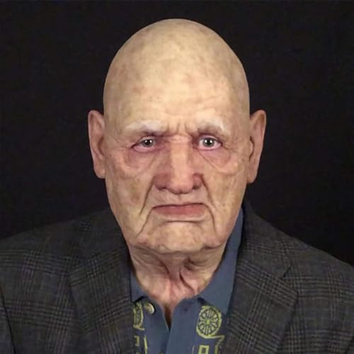 Generisch Alte Mannmaske, Alte Mann-Maske, Halloween Latex Vollmaske, Alte Mann Maske Realistische Menschliche Faltenkopfmaske, Realistische alte Mannmaske für Halloween -Cosplay -Party -Requisiten