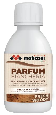 Meliconi Parfum Fresh Woody, Intenso perfumador para Ropa | Perfumador de ropa intenso y duradero, PACHULÍ Y NARANJA,dermatológicamente testado, sin colorantes, para lavadora y secadora