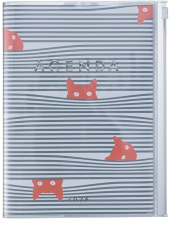 MARK'S 2025/26 Taschenkalender, A5 Cats, Gray: Von September 2025 bis Dezember 2026
