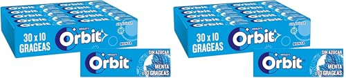 Orbit Chicles Sin Azúcar Sabor Menta, Fresco, Intenso y de Larga Duración en formato Gragea (30 x 10 chicles) (Paquete de 2)