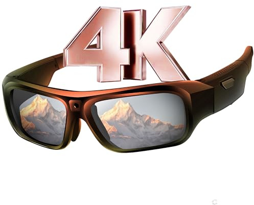 Brille Mit Kamera 4k, Mini Kamera, Aktualisierte Tragbare Actionkamera | Unterstützung Nehmen Foto/Video, Sonnenbrille Kamera mit Uv-Schutz, Smart Kamerabrille Für Outdoor Sport Reisen Angeln Vlog