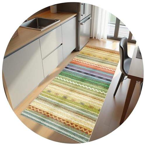 YUEAENK Läufer Lang Flur rutschfest Teppich 70 x 140 cm Küche rutschfest Waschbar Lange Vintage Kücheläufer Teppichläufer für Küche Flur