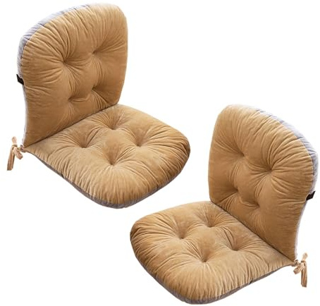 Stulhkissen, Kissen für Rattansessel Outdoor Auflage Sitzkissen, Rattanmöbel 2 Stück Stuhlkissen mit Rückenteil Sitz, Rückenkissen mit Bänder, Niedriglehner Auflage Polsterauflage(Color:Khaki）