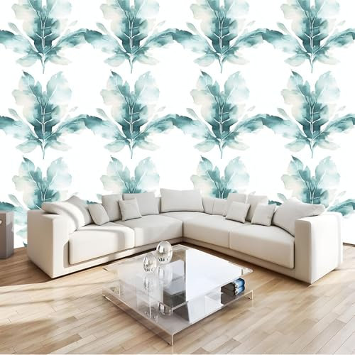 Generico Murals Fotomurali Foglie Di Banano Acquerello, 400 X 280 Cm Decorazione Da Muro Poster Giganti Bianco Per Camere Da Letto Soggiorni Camera Dei Bambini Sfondo Carta Da Parati