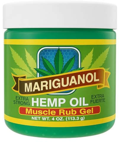Mariguanol Extra Strong Muscle Rub Gel with Hemp Oil, Menthol & Camphor – Cooling, Fast-Absorbing Topical Gel for Post-Workout Active Lifestyles – Net Wt. (4 Ounce (Pack of 1))