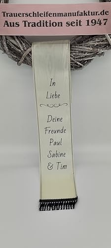 Trauerschleife, Kranzschleife, Grabschleife für einen Trauerkranz (Creme, 10 cm für einen Strauß)