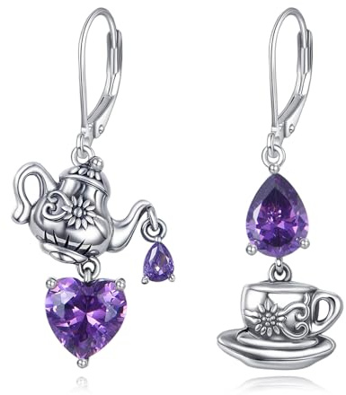 Drop Earrings Women Sterling Silver Filigree/Mushroom Earrings Crystal Drop Abalone Shell Jewellery Gifts for Women