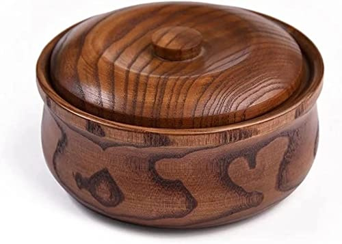 Träskål med frukt och sallad, träskålar, soppskålar lock, träporslin for ris for hemmabruk, hotell(18x7.5cm)