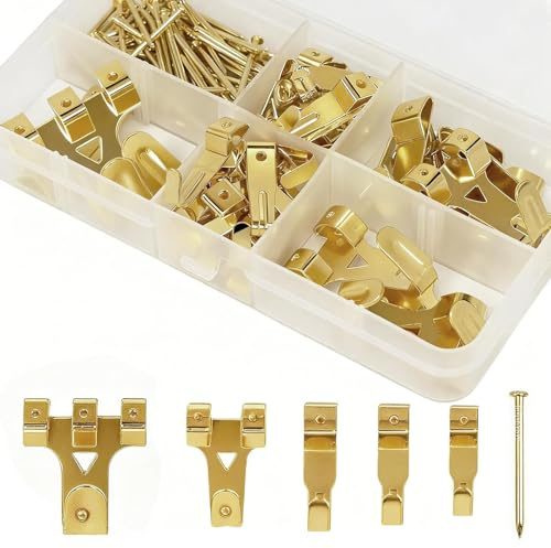 Heavy Duty Picture Hooks 130 Pcs – Picture Hanging Kit with Hooks and Wall Nails for Plasterboard Wood and Drywall – Picture Frame Hook Hangers for Mirrors Photos Canvases Paintings