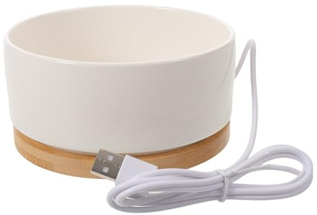 LOORGVEL Ciotola per Gatti in Ceramica Riscaldata da 350ml Funzione Termica Antibatterica e Design Bianco per Animali Domestici in Inverno