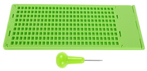 HYTROVE Piastra Braille per Non Vedenti in Pp Verde, Tavoletta Braille con 9 Righe e 28 Caselle, Kit Apprendimento Sicuro per Utenti Ipovedenti