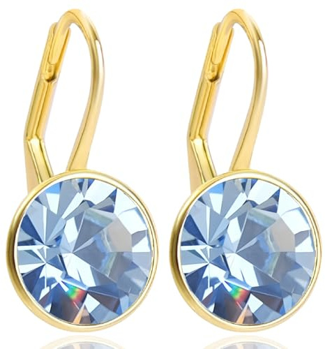 Ohrringe Gold 925 Silber vergoldet Markenkristallen Light Sapphire Hellblau Blau NOBEL SCHMUCK