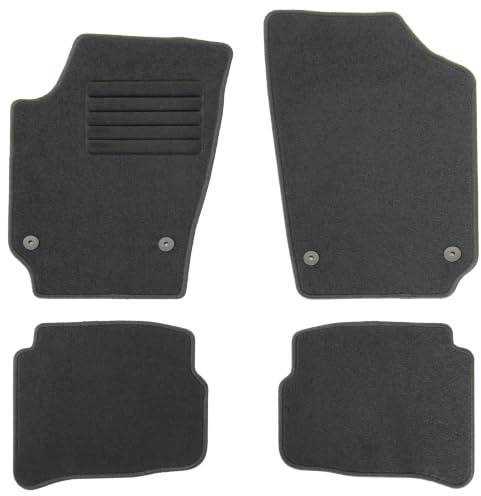 AD Tuning Textil Fußmatten für Seat Ibiza 6L (04/2002-05/2008) | 4-teilig, 100 % passgenau, Textil, Schwarz, Randkettelung, mit Befestigungen vorne