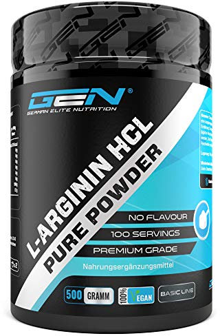 L-Arginin HCL - 500 g - L-Arginin Hydrochlorid - Premium: pflanzliches L-Arginin HCL - Optimale Löslichkeit - Reines Pulver ohne Zusätze - Vegan