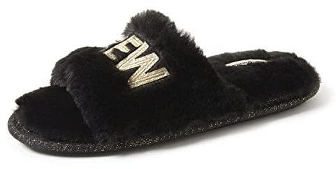 Dearfoams Women's Bride and Bridesmaid Gifts I Do Crew Slippers for Wedding and Bachelorette Party, 𝖨 𝖣𝗈 𝖢𝗋𝖾𝗐 𝖡𝗅𝖺𝖼𝗄, Medium
