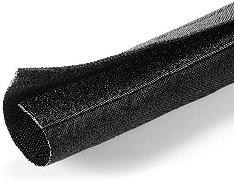 Electriduct 1 Hook and Loop Nylon Fast Wrap Sleeve Cable Management - 10 Feet - Black