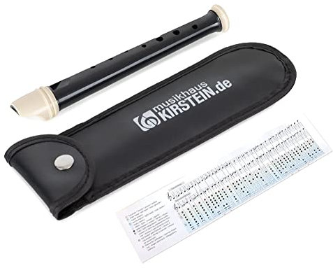 Classic Cantabile Garklein Flöte - Sopranino-Blockflöte aus Kunststoff - einteilig - inkl. Tasche - schwarz