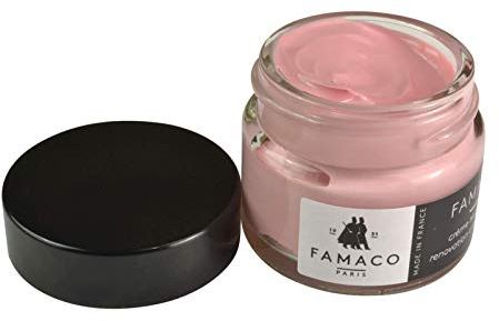 Famaco Leather Repair & Dye Cream 15ml | Self Seal Colourant for Quick Scratch Repairs & Re-Colouring | Suitable for Most Leather Items from Footwear to Upholstery (Pink Rose Pale)