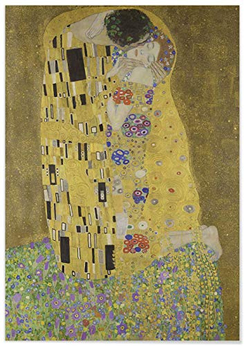 Panorama Lienzo Gustav Klimt El Beso 21x30 cm - Bastidor Incluido - Cuadros Decorativos para Salón - Decoración Moderna