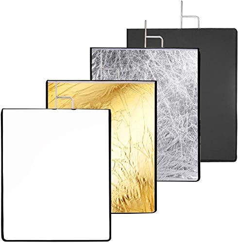 60x75cm 4-en-1 Kit de Drapeau Panneau Métallique Réflecteur avec Doux Blanc, Noir, Argent et Or Couverture Tissu pour Photo Vidéo Studio Photographie