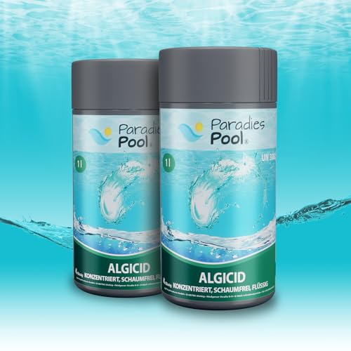 Paradies Pool Algizid für Pool, schaumfrei, Algenschutz, Schwimmbecken, chlorfreies Algenschutzmittel, algenvorbeugend, Schutz vor Algenbildung, Inhalt: 2 Liter
