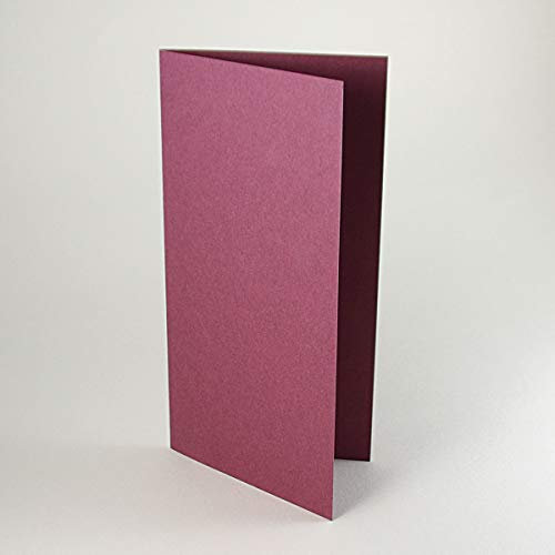 100 brombeerfarbene Blanko-Klappkarten DIN lang, GmundColors Nr.04 200 g/qm, durchgefärbter Karton (21 x 10,5 cm, offen 21 x 21 cm)