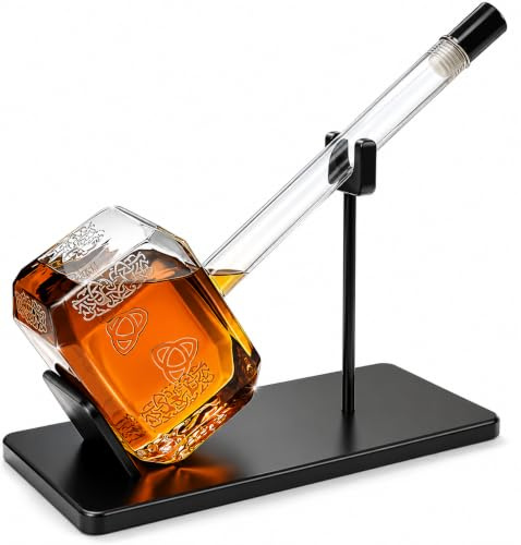 Großer Thors Hammer Whisky- und Weinkaraffe Karaffe dekanter für Tequila, Bourbon, Scotch oder Wein – Thor-Geschenke, Avengers-Geschenke, Comic-Liebhaber-Geschenke, 43,2 cm H, 43,2 cm B – Geschenk für