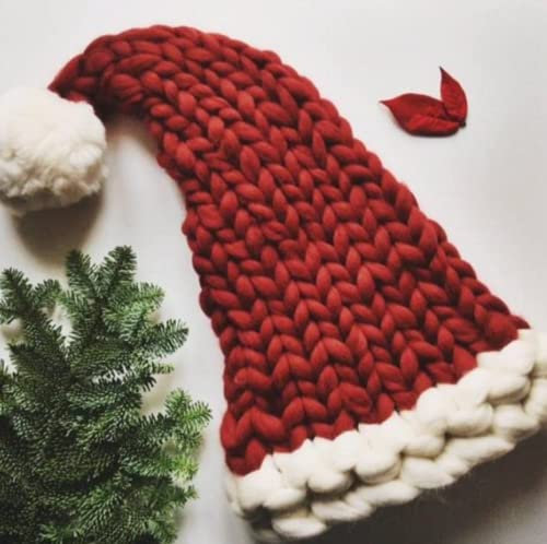 WmHeoo2077 Strickmütze Beanie Mütze,Long Beanie für Damen und Herren,Herbstliche Strickmütze mit Bommel, Schlichte Weihnachtsmütze,Rot B,aldult