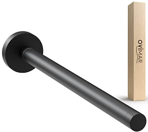 ovimar Handtuchstange Teleskop Moffen | Edelstahl | schwarz | zum Bohren | ausziehbar als Handtuchhalter für Handtücher | Halterung zum Bohren oder Kleben an der Wand im Badezimmer