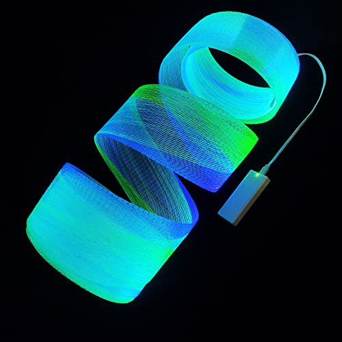Kits de luces LED de malla de fibra óptica para techo y árboles de Navidad, red de fibra óptica luminosa, lámpara de luz nocturna para decoración de habitación del hogar (3 metros)