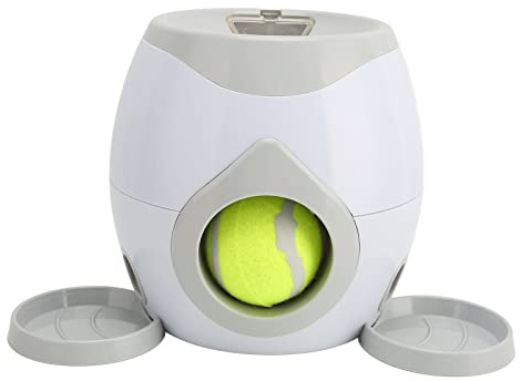 Luqeeg Lanzador Automático de Pelotas para Perros, Máquina Lanzadora de Pelotas para Mascotas con Bandeja Plana de Alimentación, Juguetes Interactivos para Perros para Cachorros de Perros