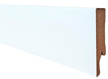 Onlywood Battiscopa MDF Bianco Liscio EVE - 14 x 75 mm - Asta da 2,4 m - Verniciabile - Conf. 12 ML