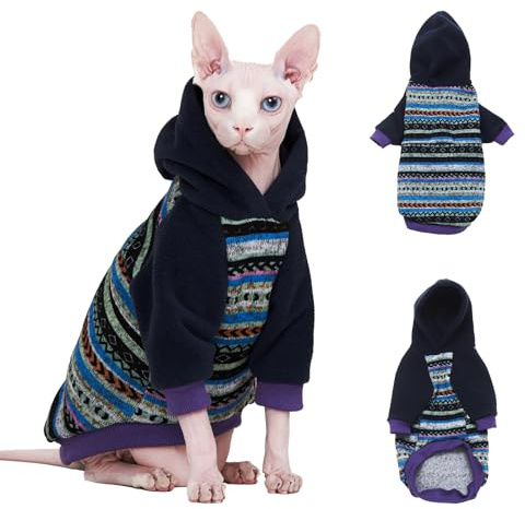 SNIXFever Sphynx katt huvtröja tröja varm fleecetröja för katt, stickad fleece hundkläder för kattungar små medelstora hundar (liten)