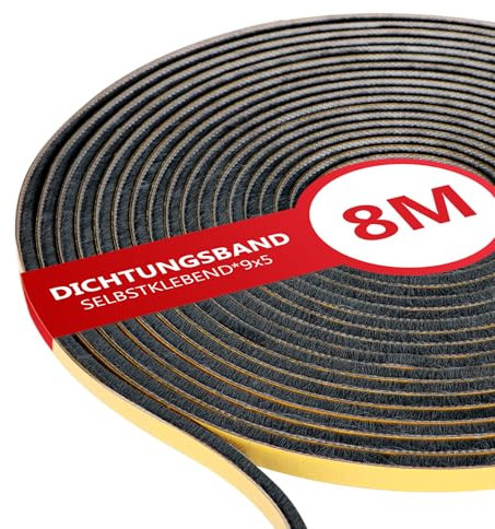 XEEINC 8m Burlete Cepillo para Ventana Corredera, 9mm(W) x 5mm(D) Junta de Cepillo Autoadhesiva, Cortable Burlete Persiana Aislante, para Anti Frío, Ruido - Negro