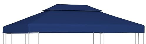 Gecheer Ersatzdach Dachplane für Pavillon, Pavillon Dachplane mit Kaminabzug Partyzelt Dach Pavillondach Zeltdach Pavillon Abdeckung für Gartenpavillon Partyzelt Gartenzelt, 310 g/m² 4x3 m Blau