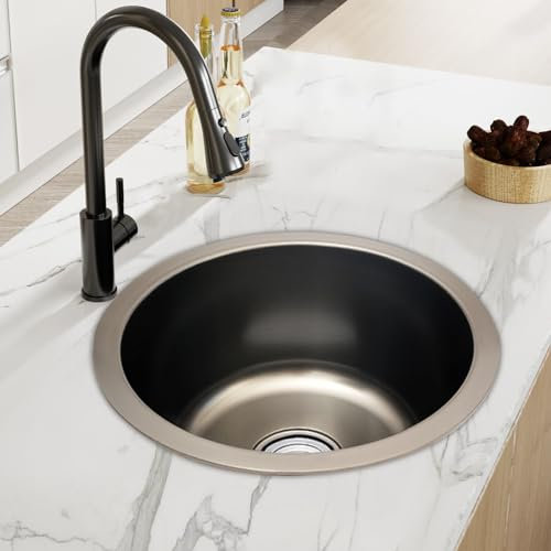 Einzelne Schüssel Hand Wash Rund Becken Waschbecken Rund Einzelner Waschbecken Einbauwaschbecken Waschschale Edelstahl & Zubehör