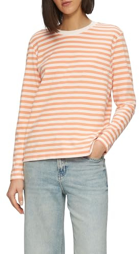 s.Oliver 2157922 Maglietta a Maniche Lunghe a Righe, Mango, 50 Donna